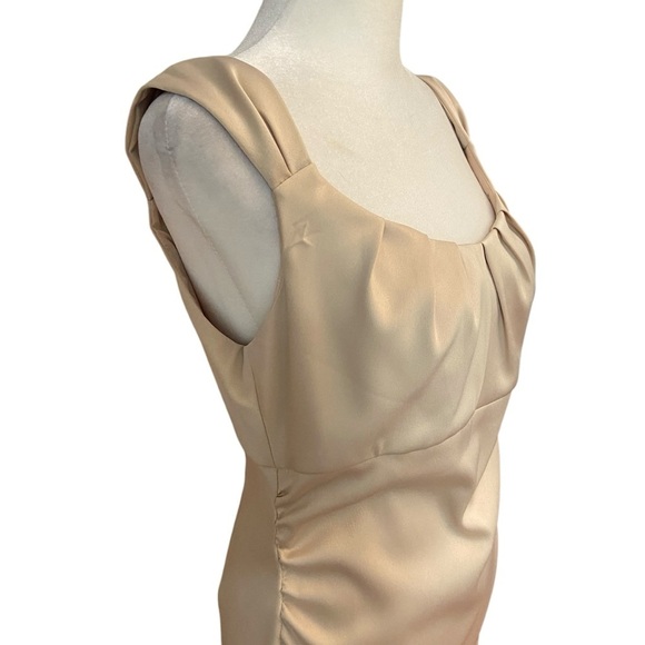 Maggie London Sleeveless Sheath Dress Size 8 Muted Gold Empire Bust Cocktail - Picture 2 of 9